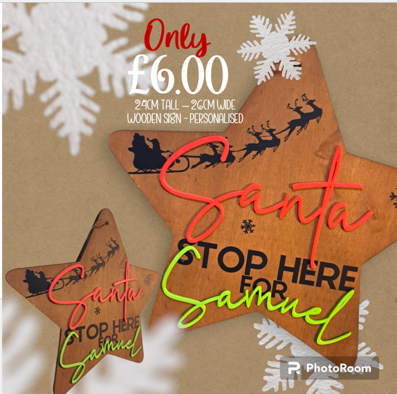 santa stop here signs small