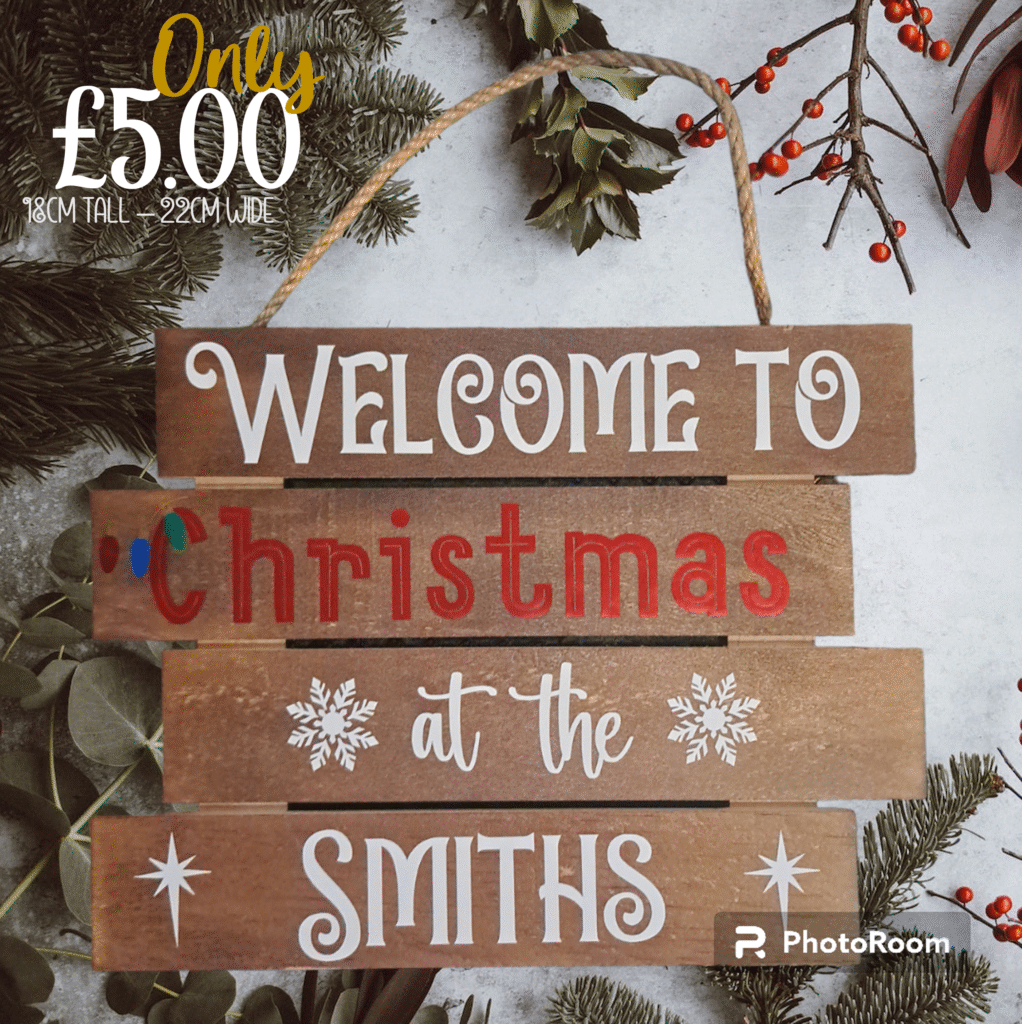 welcome to christmas slat sign